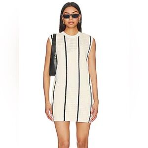 Anine Bing Lanie dress in cream with black stripes, Medium